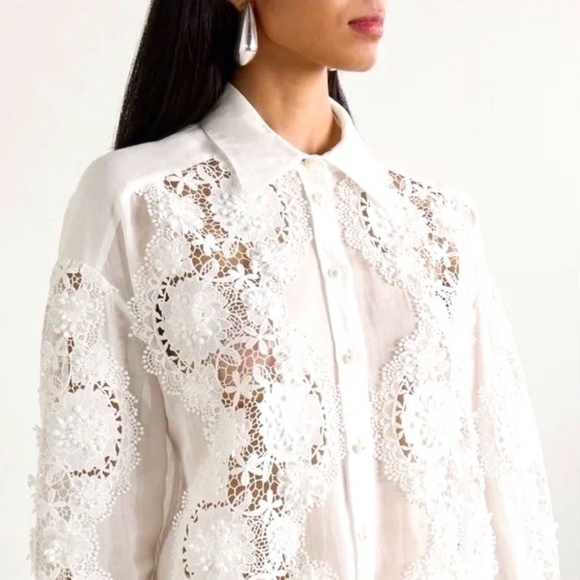 Zimmermann Halliday Lace Flower Shirt Small size 1 - Picture 2 of 16